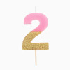 Vela 2 Rosa Dourado Glitter